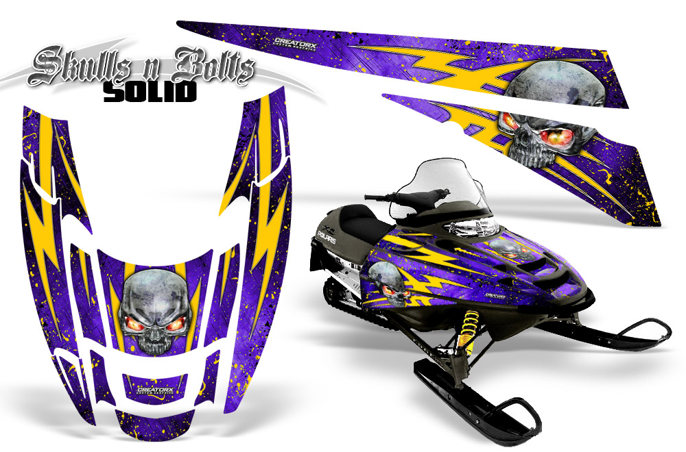 POLARIS EDGE XC Graphics Kit Skulls n Bolts Solid Yellow Purple